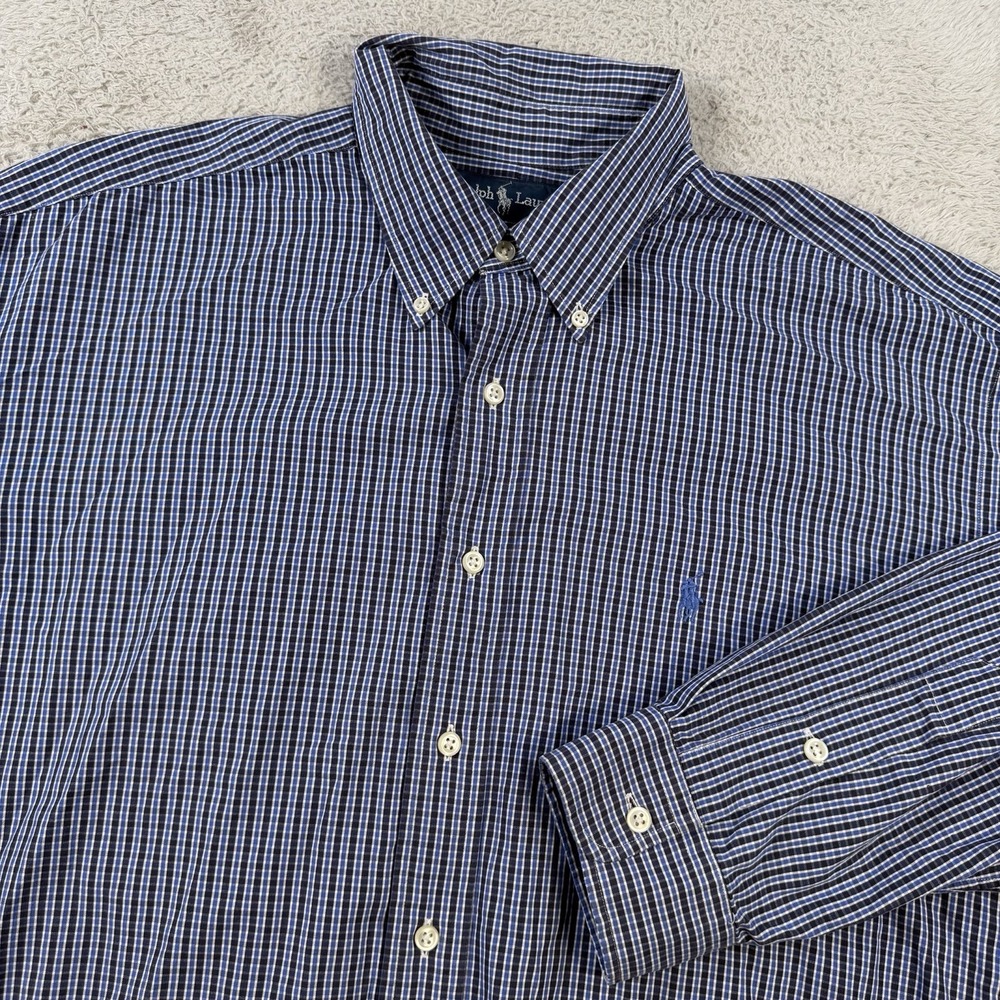 Polo Ralph Lauren Shirt Mens XL Blue Check Blake Long Sleeve Button Down Pony
